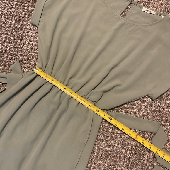 First Love Wrap Dress M Sage Green Maxi Belted Wedding Guest Modest Bridesmaid - Picture 10 of 14